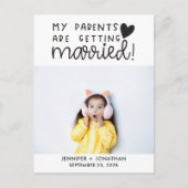 結婚した子供の写真を取得する親の日付を保存 案内ポストカード (正面)