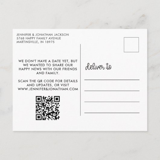 結婚した子供の写真を取得する親の日付を保存 案内ポストカード (裏面)