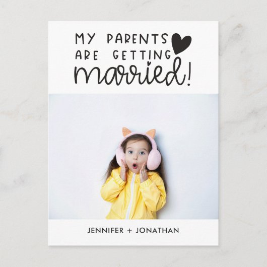 結婚した子供の写真を取得する親の日付を保存 案内ポストカード (正面)