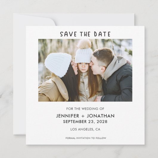 結婚した子供の写真を取得する親の日付を保存 案内状 (裏面)