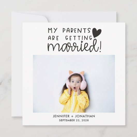 結婚した子供の写真を取得する親の日付を保存 案内状 (正面)