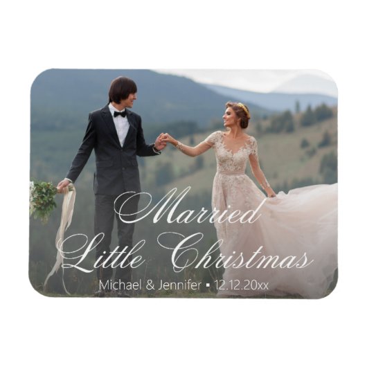 結婚した小さなクリスマスの結婚式の写真の休日 マグネット (横)
