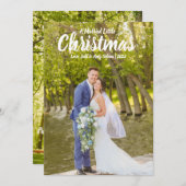 結婚した小さなクリスマス ウェディング ホリデー カード (正面/裏面)