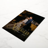 結婚した年の最初のクリスマス カップル 2 枚の写真 箔シーズンカード (回転した状態)