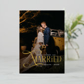 結婚した年の最初のクリスマス 結婚カップル2枚の写真 箔シーズンカード (立ち正面)