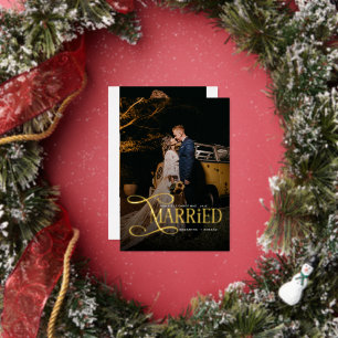 結婚した年の最初のクリスマス 2人の写真 箔シーズンカード