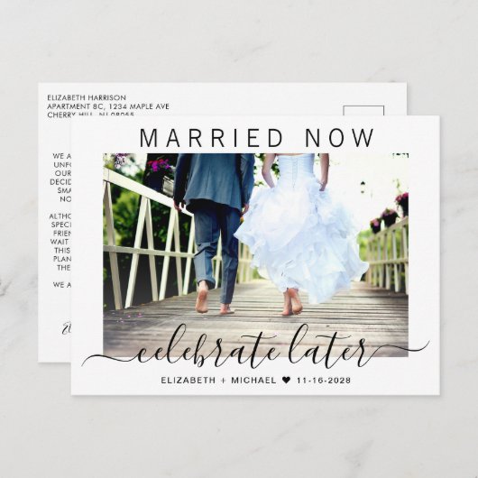 結婚した後祝の写真結婚 案内ポストカード (正面/裏面)