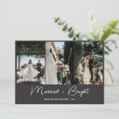 結婚した明るい初めてのクリスマスカップルの写真 シーズンカード (スタンド正面)