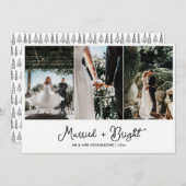 結婚した明るい初めてのクリスマスカップルの写真 シーズンカード (正面/裏面)