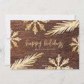 結婚した明るい木素朴材金ゴールドスノーフレーク写真 シーズンカード (裏面)