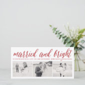 結婚した明るい3フォトコラージュモダン結婚ズ シーズンカード (スタンド正面)