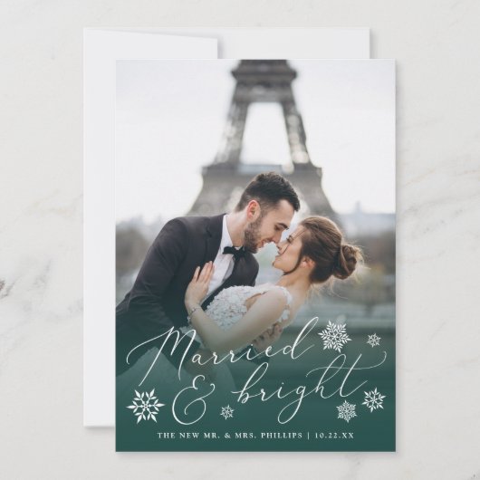 結婚した明るい |の結婚フォトホリデーカード シーズンカード (正面)