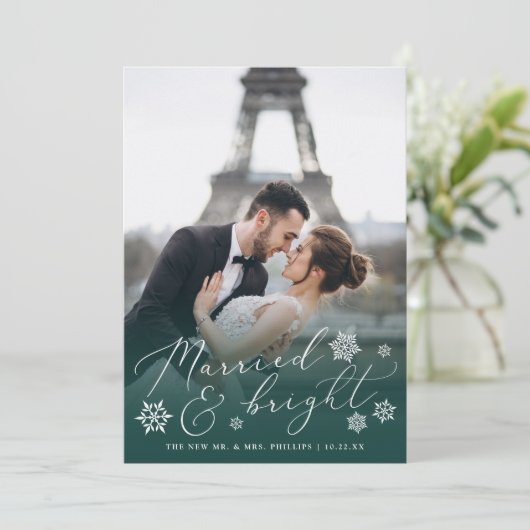 結婚した明るい |の結婚フォトホリデーカード シーズンカード (スタンド正面)