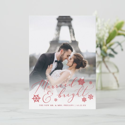 結婚した明るい |の結婚写真と感謝 シーズンカード (スタンド正面)