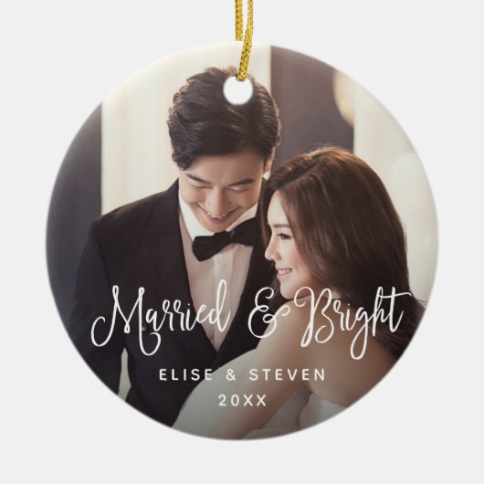 結婚した明るい |の結婚写真 セラミックオーナメント (正面)