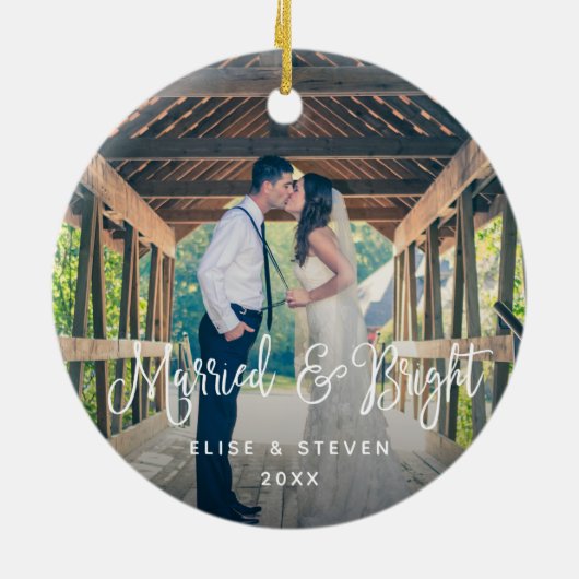結婚した明るい |の結婚写真 セラミックオーナメント (裏面)