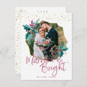 結婚した明るい |クリスマスフォトカード シーズンポストカード (正面/裏面)