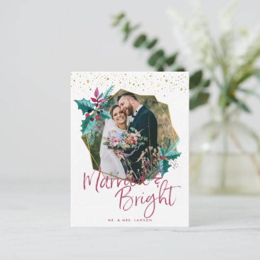 結婚した明るい |クリスマスフォトカード シーズンポストカード (スタンド正面)