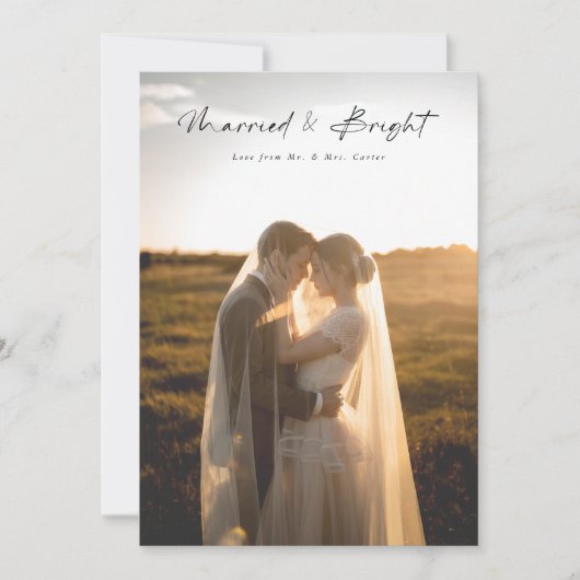 結婚した明エレガントるい新婚フォトクリスマス シーズンカード (正面)