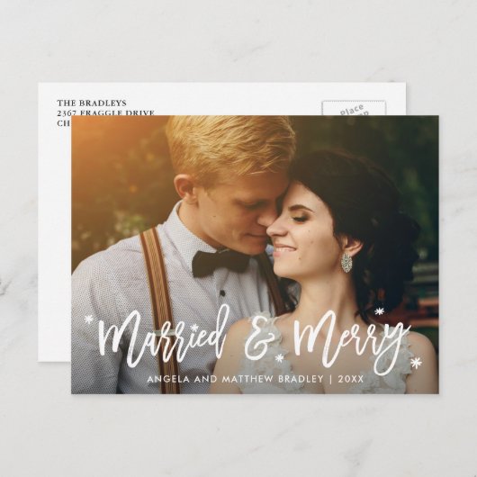 結婚した書道メリーのクリスマス写真 ポストカード (正面/裏面)