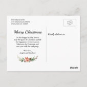 結婚した書道メリーのクリスマス写真 ポストカード (裏面)