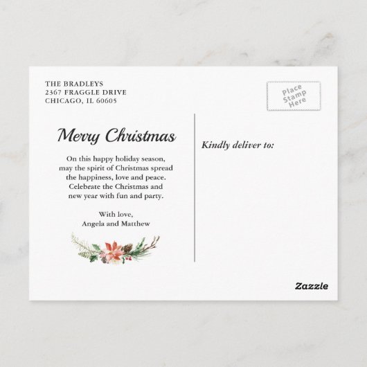 結婚した書道メリーのクリスマス写真 ポストカード (裏面)