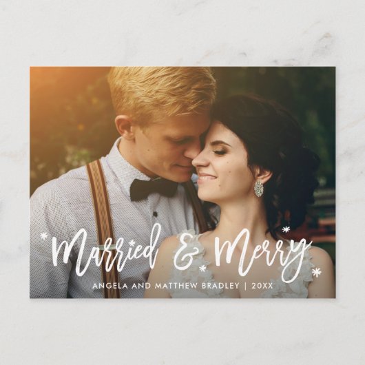 結婚した書道メリーのクリスマス写真 ポストカード (正面)