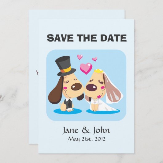 結婚した犬カップル セーブザデート (正面/裏面)