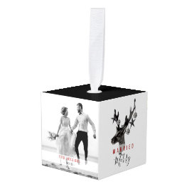 結婚した白黒2枚 キューブオーナメント