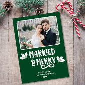 結婚した第1回メリークリスマス新婚フォトグリーン シーズンカード