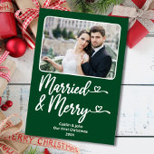 結婚した第1回メリークリスマス新婚フォトグリーン シーズンカード