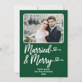結婚した第1回メリークリスマス新婚フォトグリーン シーズンカード (正面)