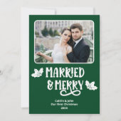 結婚した第1回メリークリスマス新婚フォトグリーン シーズンカード (正面)