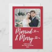 結婚した第1回メリークリスマス新婚フォトレッド シーズンカード (正面)