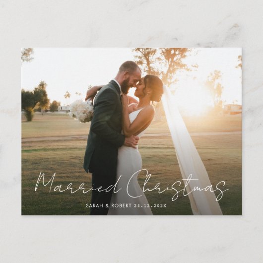 結婚した結婚クリスマスの発表 ポストカード (正面)