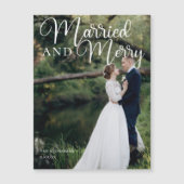 結婚した結婚メリーフォトクリスマスカードマグネット (正面)