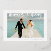 結婚した結婚メリー初めてのクリスマス 箔招待状 (正面)