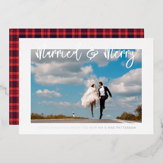 結婚した結婚メリー初めてのクリスマス 箔招待状 (正面/裏面)