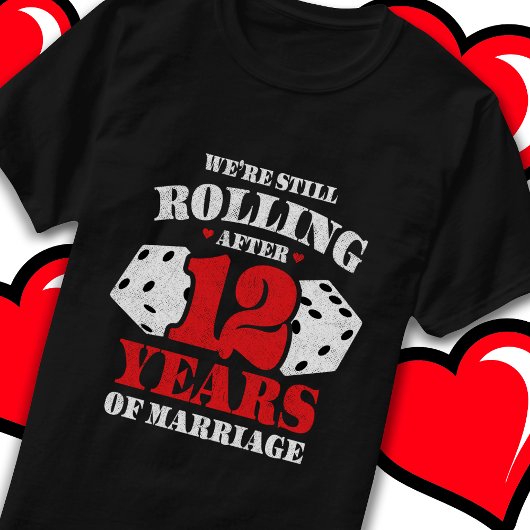 結婚した12年おもしろい12結婚周年 Tシャツ