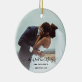 結婚した2メリー枚の新郎新婦初めてのクリスマス セラミックオーナメント (右)