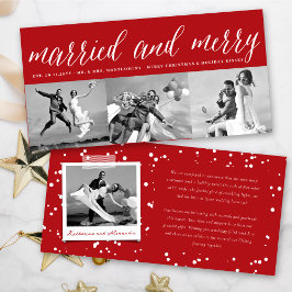 結婚した3メリー枚の写真のコラージュシンプル結婚の シーズンカード