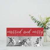 結婚した3メリー枚の写真のコラージュシンプル結婚の シーズンカード (スタンド正面)