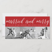 結婚した3メリー枚の写真のコラージュシンプル結婚の シーズンカード (正面)