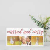 結婚した3メリー枚の写真のコラージュシンプル結婚の シーズンカード (スタンド正面)