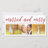 結婚した3メリー枚の写真のコラージュシンプル結婚の シーズンカード (正面)