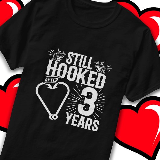 結婚した3年魚釣りおもしろい3周年 Tシャツ