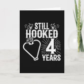 結婚した4年魚釣りおもしろい4周年 カード (正面)