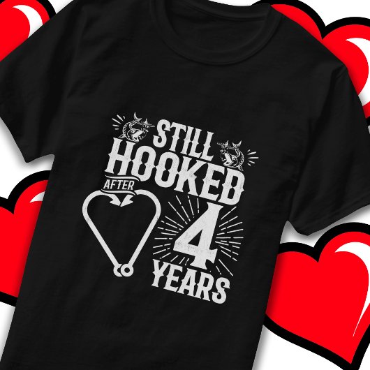 結婚した4年魚釣りおもしろい4周年 Tシャツ