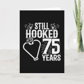 結婚した75年魚釣り75おもしろい周年 カード (正面)