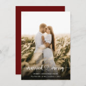 結婚した&エレガントスクリプメリートのクリスマスカード サンキューカード (正面/裏面)